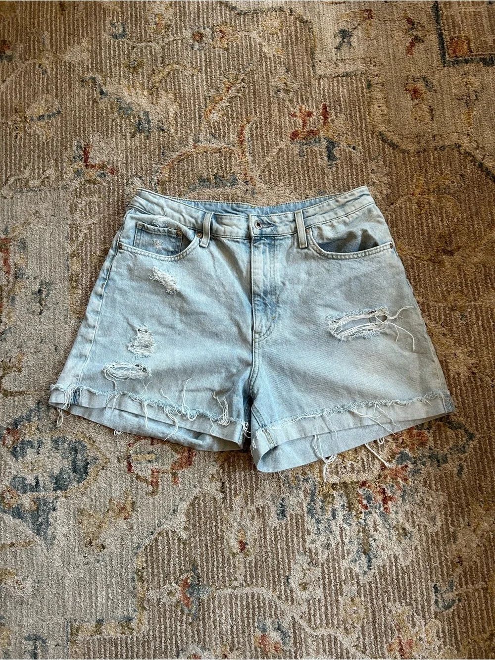 Women's Light Wash Distressed Denim Shorts